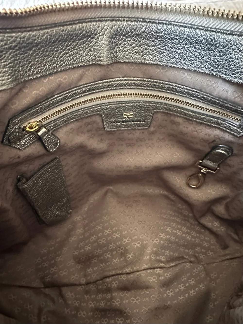 Anya Hindmarch Light Gray and Silver Leather Hobo